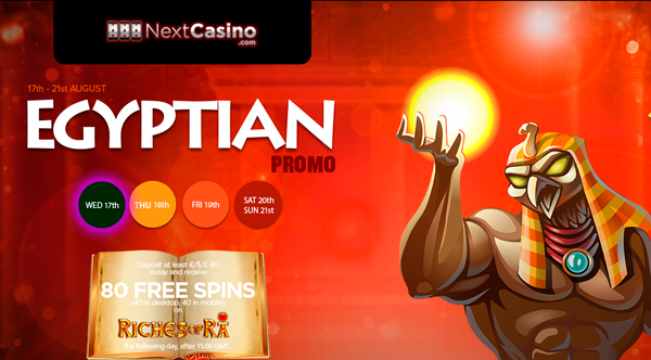NextCasino เปิดตัว Egyptian Promo (17 สิงหาคม – 21 สิงหาคม)