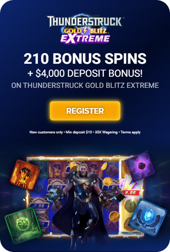 210 Free Spins on Thunderstruck Gold Blitz Extreme